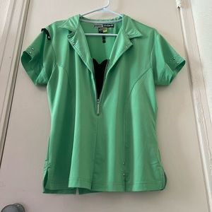 Vintage 2 in 1 Jamie Sadock Rockabilly Mint Green Shirt w/ Biker Zipper & Studs